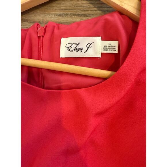 Eliza J Modest Sleeveless Spring Sheath Dress Poppy Red 16 - Picture 5 of 7